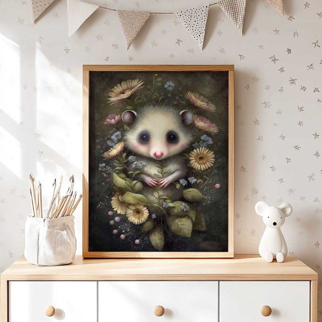 Décoration murale de la nurserie du possum de bois (Woodland Possum Nursery Wall Decor | Wall Print by TinkPrints)