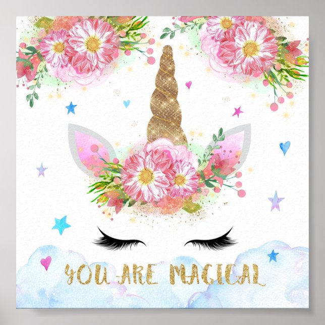 Décoration murale de licorne magique pour filles (Devant)