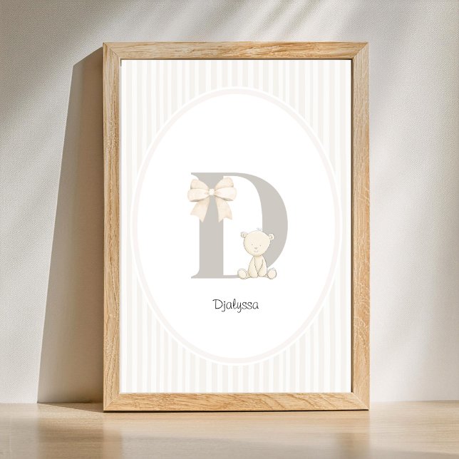 Décoration murale de nurserie avec lettre D person (Letter D Nursery Wall Art - Custom Baby Name Print)