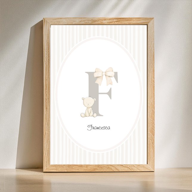 Décoration murale de nurserie avec lettre F person (Letter F Nursery Wall Art - Custom Baby Name Print)