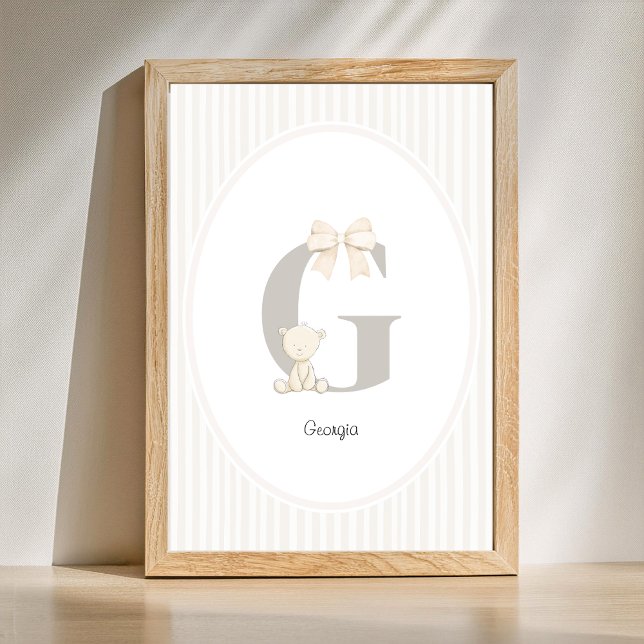 Décoration murale de nurserie avec lettre G person (Letter G Nursery Wall Art - Custom Baby Name Print)