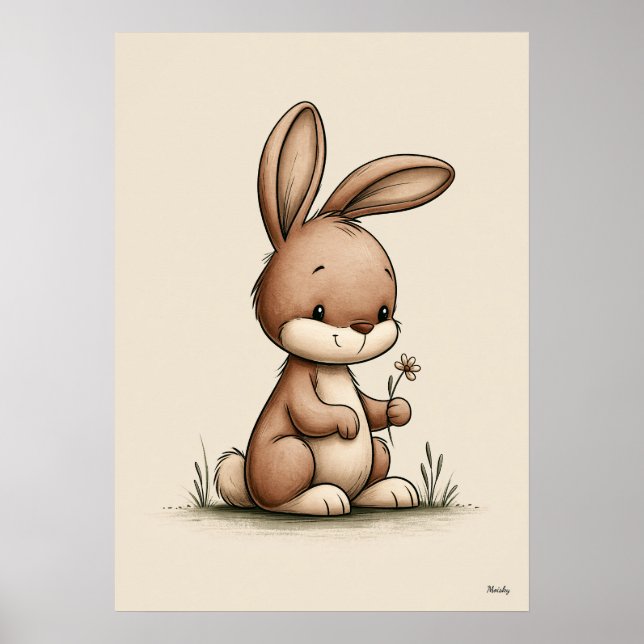 Décoration murale de nurserie de lapin mignon scan (Devant)