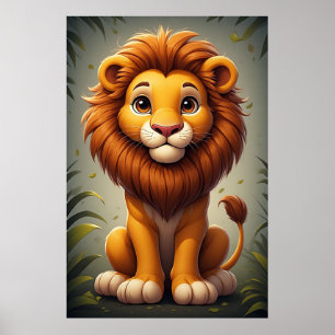 Décoration murale de nurserie de lion mignon Art d