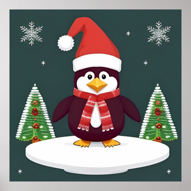 Décoration murale de pingouin de Noël pour chambre (Devant)