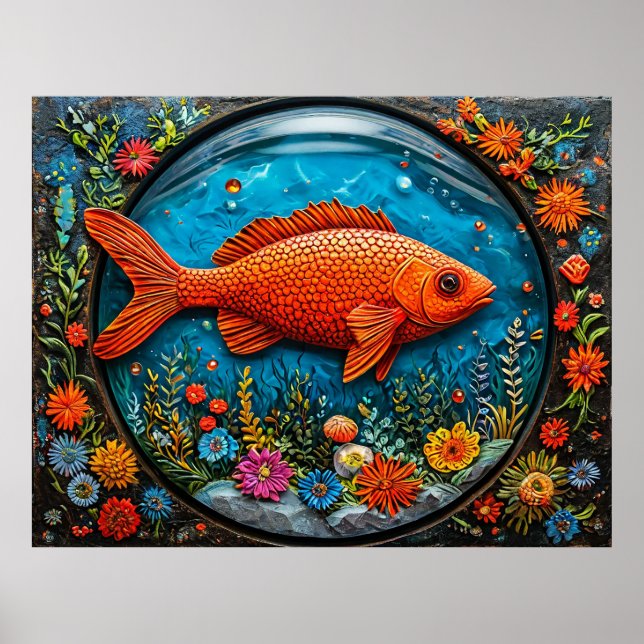 🐟 Décoration murale de poisson dessin animé rouge (Devant)