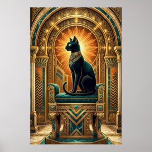 Décoration murale en forme de chat sur un trône ég