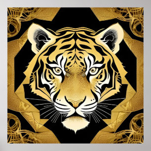 Décoration murale ornementale tigre doré, décorati