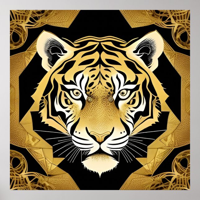 Décoration murale ornementale tigre doré, décorati (Devant)
