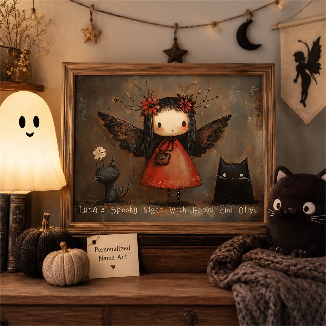 Décoration murale personnalisée de fée et de chats (Créateur téléchargé)