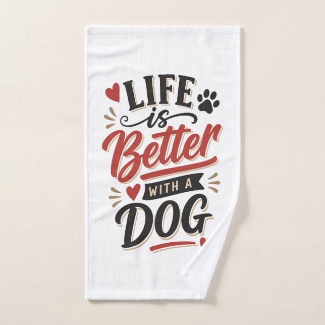 Décoration murale pour amateur de chiens - La vie  (Serviette à main)