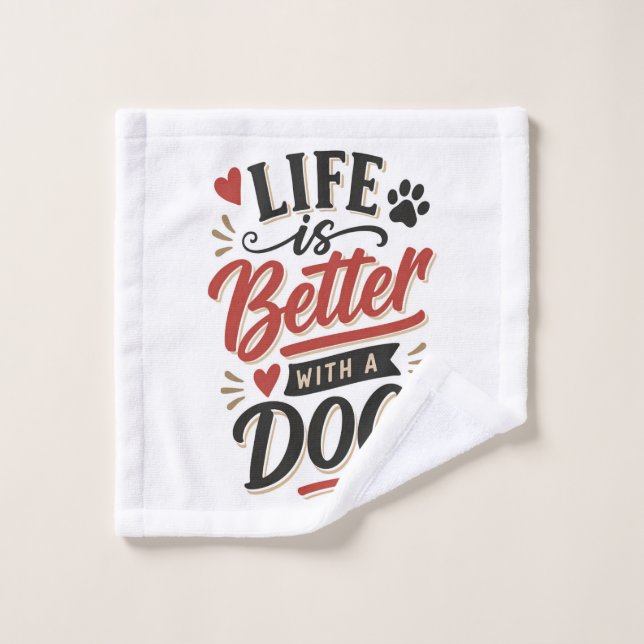 Décoration murale pour amateur de chiens - La vie  (Gant de toilette)