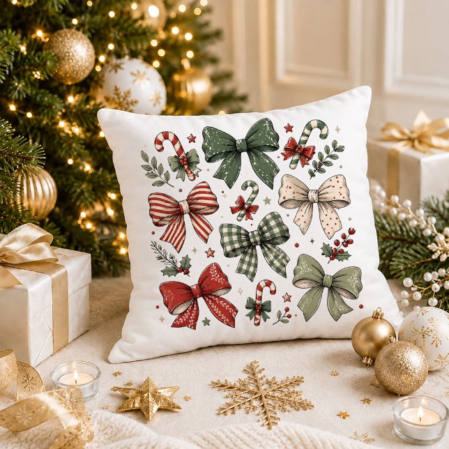 Décoration traditionnelle de coussin de Noël joyeu (Merry Christmas Traditional Throw Pillow Decor)