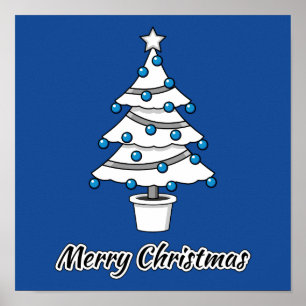 Décorations Bleues Arbre de Noël Blanc - Joyeux No