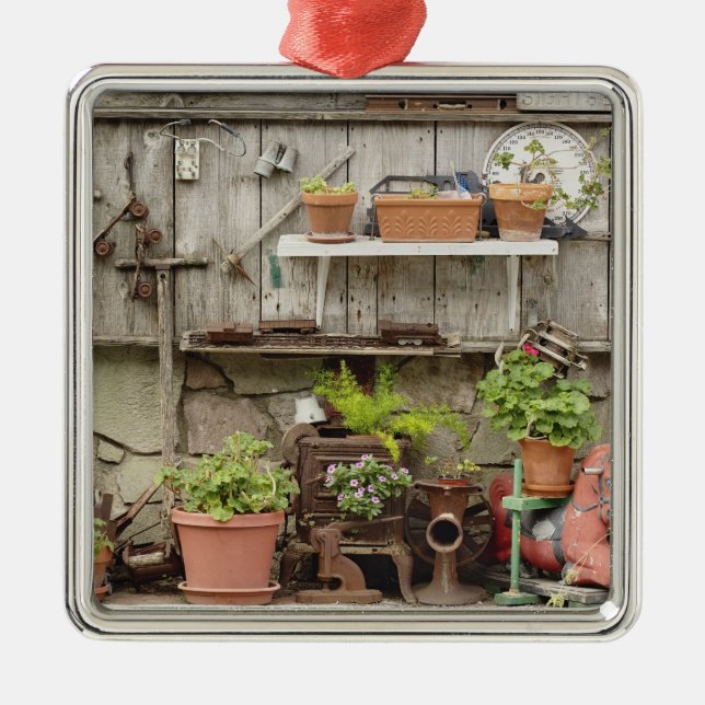 Décorations sur clôture en bois, île Catalina, (Devant)