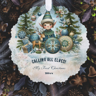 Décorative Appel à tous les elfes de la carte de Noël de neig