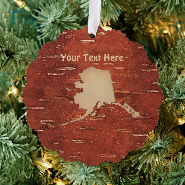 Décorative Carte Alaska Sur L'Écorce De Birch Intérieur (Insitu (Arbre))