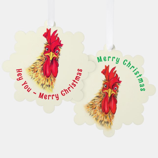 Décorative Carte de décoration de Noël de coq drôle (Recto/Verso)