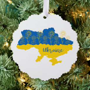 Décorative Carte de l'Ukraine avec tournesol et drapeau ukrai
