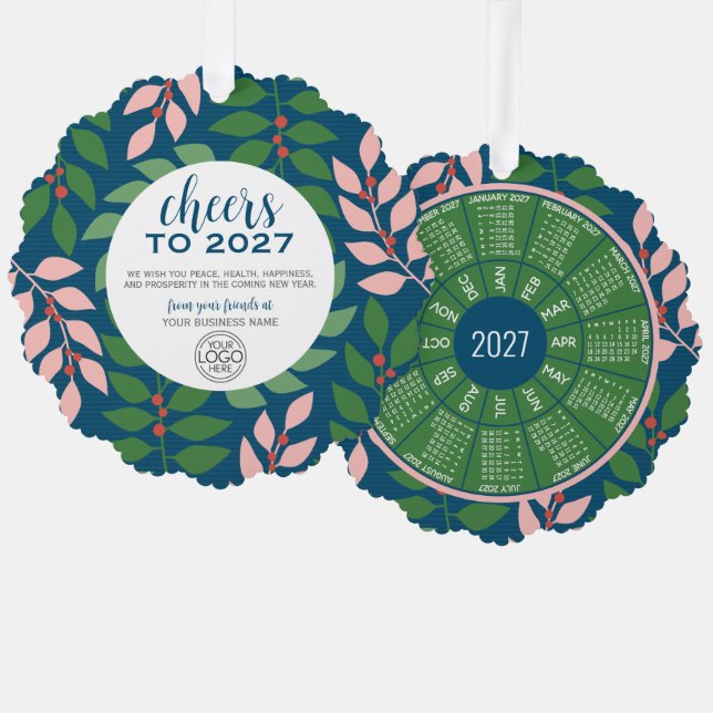 Décorative Carte de vœux professionnelle avec logo et calendr (Recto/Verso)