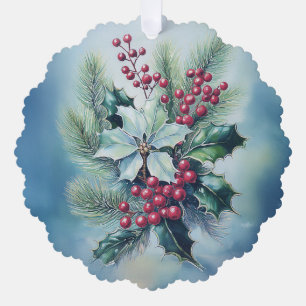 Décorative Carte d'ornement de l'Arbre à l'aquarelle Holly &