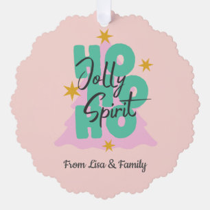 Décorative Carte d'ornement de Noël Ho Ho rose personnalisée