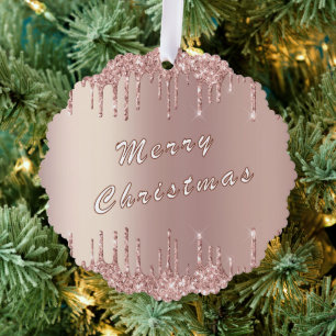 Décorative Carte d'ornement de Noël rose Parties scintillant