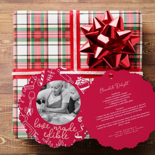 Décorative Carte d'ornement de pâtisserie Noël Red Photo (Créateur téléchargé)