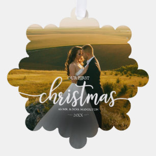 Décorative Carte d'ornement de premier Noël M. et Mme