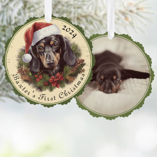 Décorative Carte d'ornement en papier de Noël Dachshund Photo