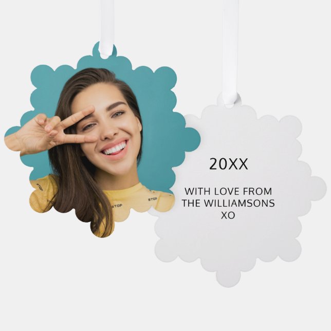 Décorative Carte d'ornement photo festive avec le visage du r (Recto/Verso)