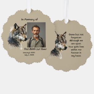 Décorative Carte mémoire mémorial Loup Animaux aquarelle