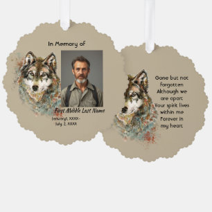 Décorative Carte mémoire mémorielle Loup Animaux aquarelle