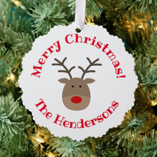 Décorative Carte ornementale de Noël Papier renne rouge