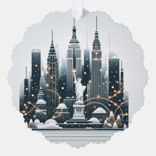 Décorative Élégance des Fêtes de New York - Carte de Noël Per