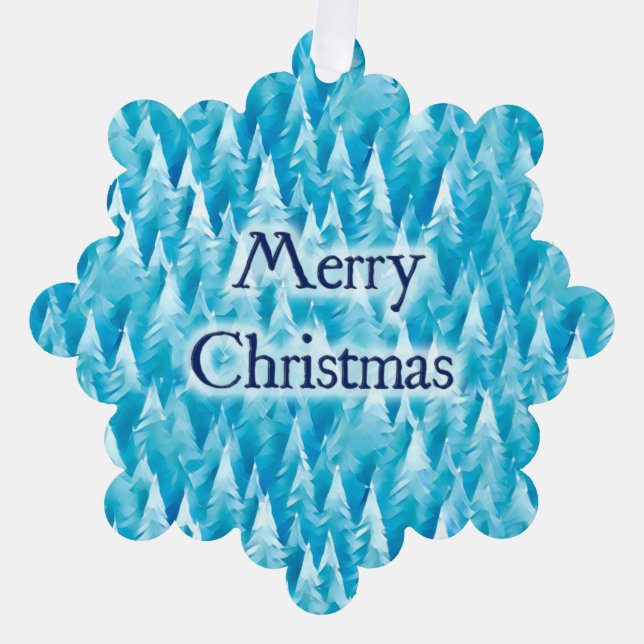 Décorative Forêt fractale bleue - Carte de Noël (Recto)