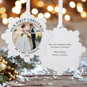 Décorative Notre première carte d'ornement photo Noël