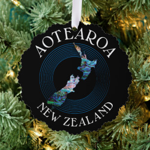 DÉCORATIVE NOUVELLE-ZÉLANDE CARTE PAUA CHRISTMAS ORNAMENT