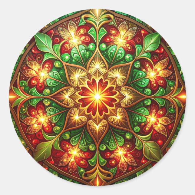 Decorative Red Green Holiday Sticker (Devant)