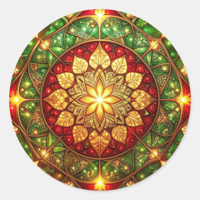 Decorative Red Green Holiday Sticker (Devant)