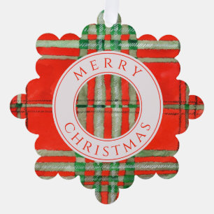 Décorative RED SCOTT TARTAN Snowflake Carte d'ornement papier