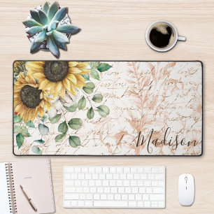 Découpage de tournesol rustique Vintage monogramme