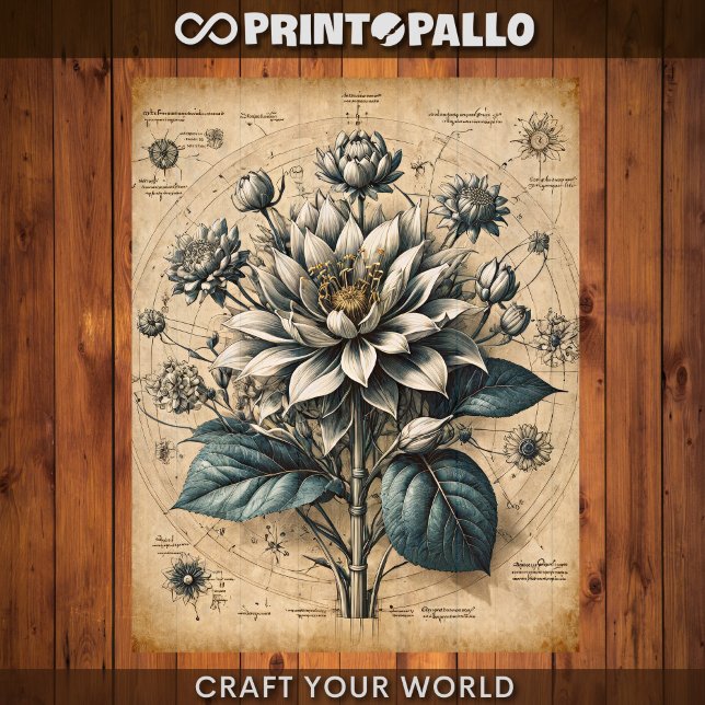 Découpage - Fleur blanche sur parchemin (Créateur téléchargé)