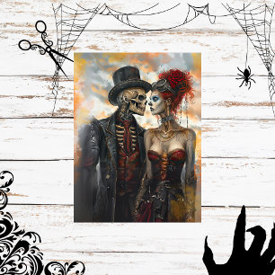Découpage Skeleton Couple Steampunk Scrapbook Pape