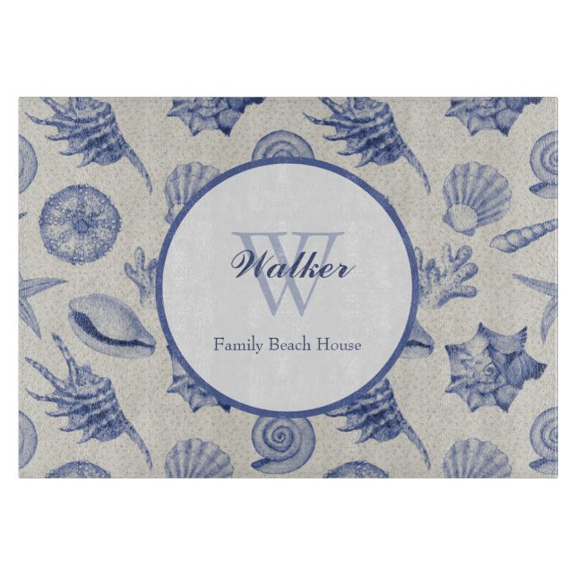 Découper Bleu Coquille Bleu Bleu Nautique Planche à découpe (Devant)