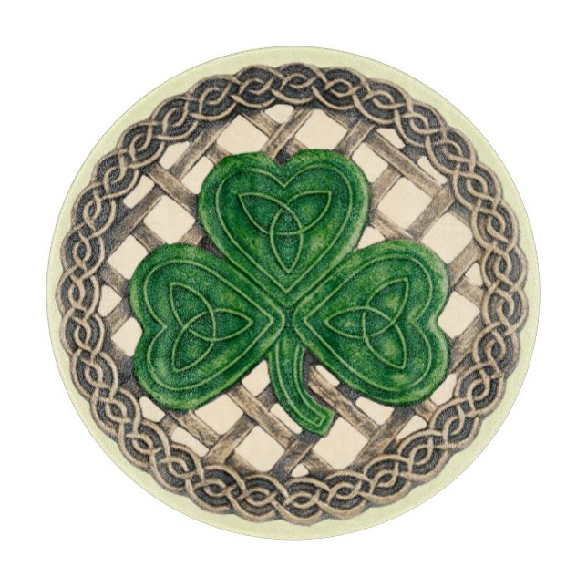 Découper Shamrock Beige Sur Planche À Découpe Céltic Knots (Devant)