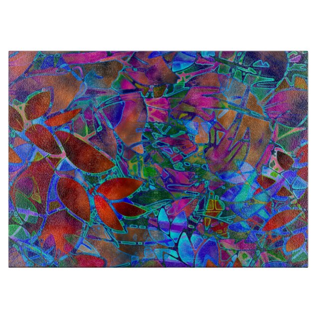 Découper Verre souillé d'abrégé sur floral planche à (Devant)