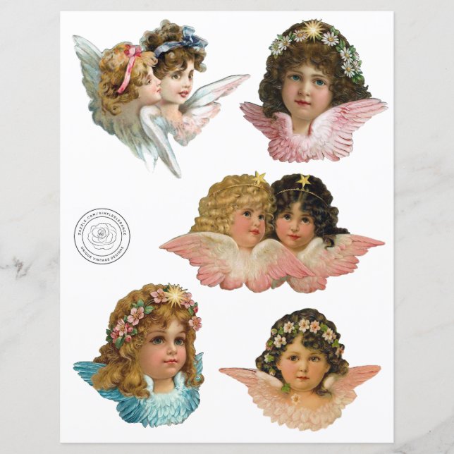 Découpes d'anges vintage en papier scrapbooking (Devant)