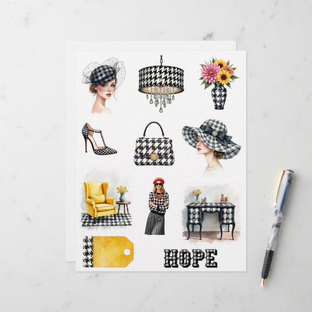 Découpes de papier scrapbook sur le thème de la mo (Devant/Arrière en situation)