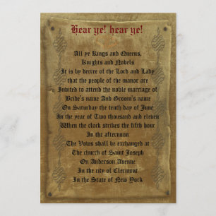 Décret faire-part de mariage médiéval modèle