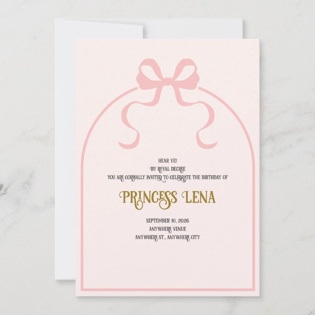 Décret royal de la princesse Invitation d'annivers (Devant)